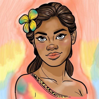 a realistic polynesian woman with a samoan pacific look and a taupou