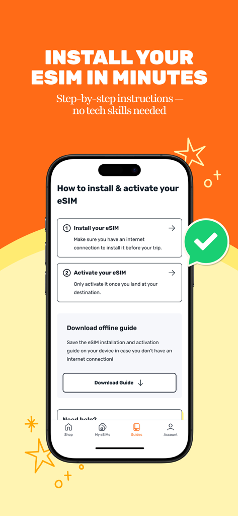 Step-by-step guide for installing and activating a Simify eSIM on a smartphone