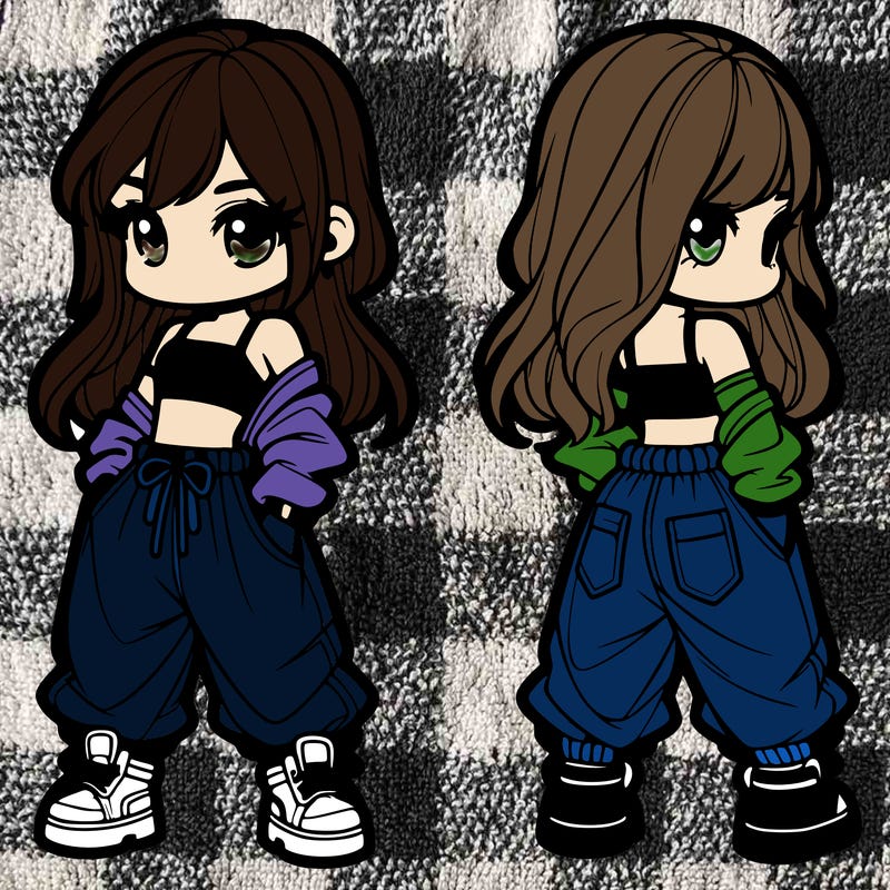 girl in crop top and baggy pants