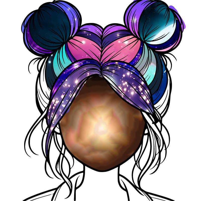 realistic girl with buns on the top of her hair