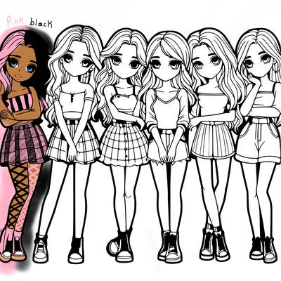 a group of girls realistic