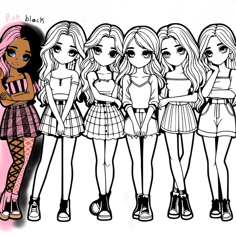 a group of girls realistic