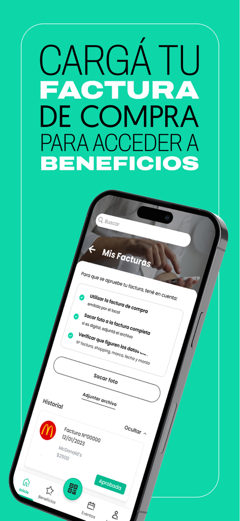Ein Smartphone-Bildschirm, der die Benutzeroberfläche der appa-App zum Hochladen von Kaufbelegen zur Aktivierung von Einkaufsvorteilen zeigt.