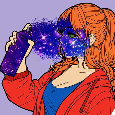 a realistic girl spray, painting