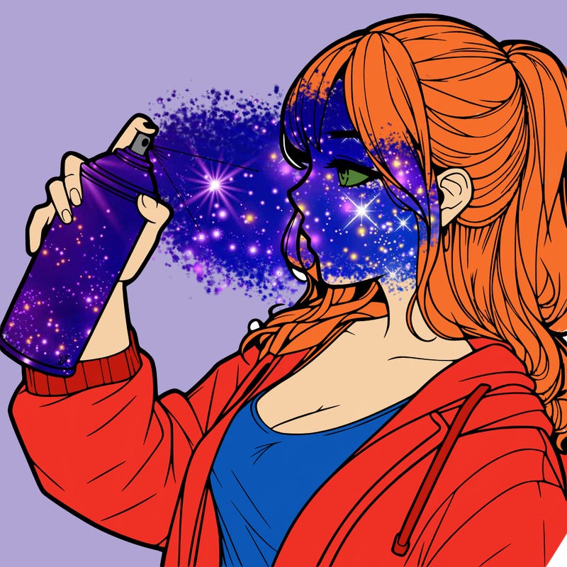 a realistic girl spray, painting