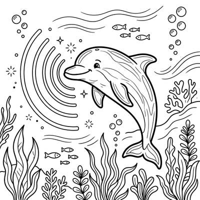 Explore the amazing world of dolphins with this fun coloring page designed for kids! Learn how dolphins use echolocation to navigate the ocean as you bring this vibrant underwater scene to life.