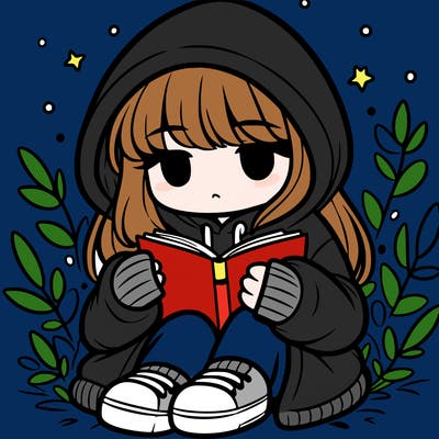girl in oversized hoodie reading a book