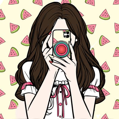 a realistic girl holding her phone taking pictures