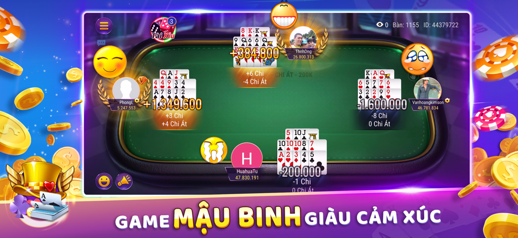KPlay: Online Social Poker - Gameplay of Mau Binh Vietnamese poker on KPlay social casino app