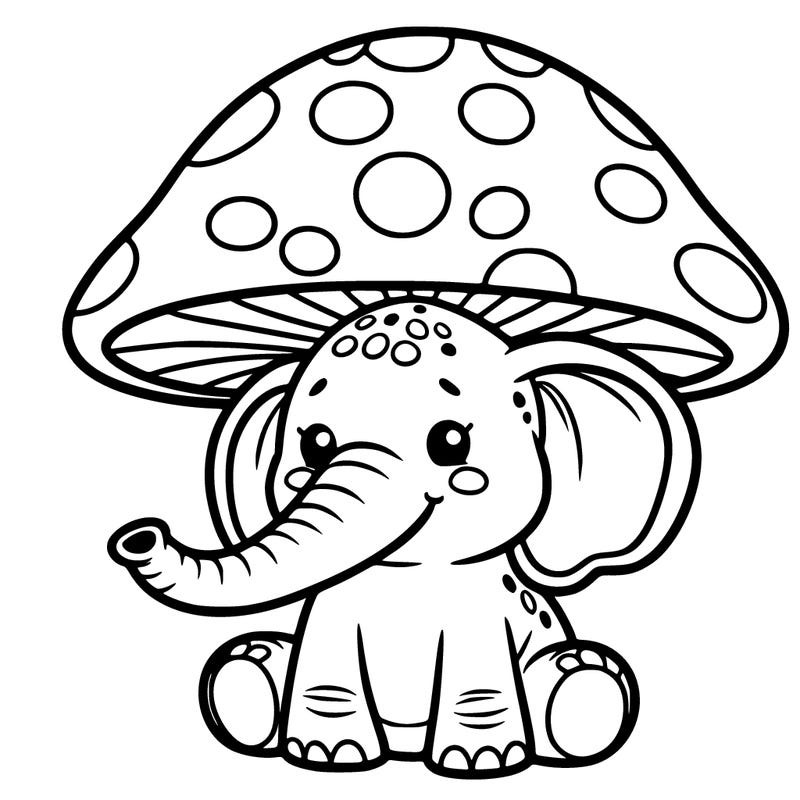 elifent in a mushroom hat
