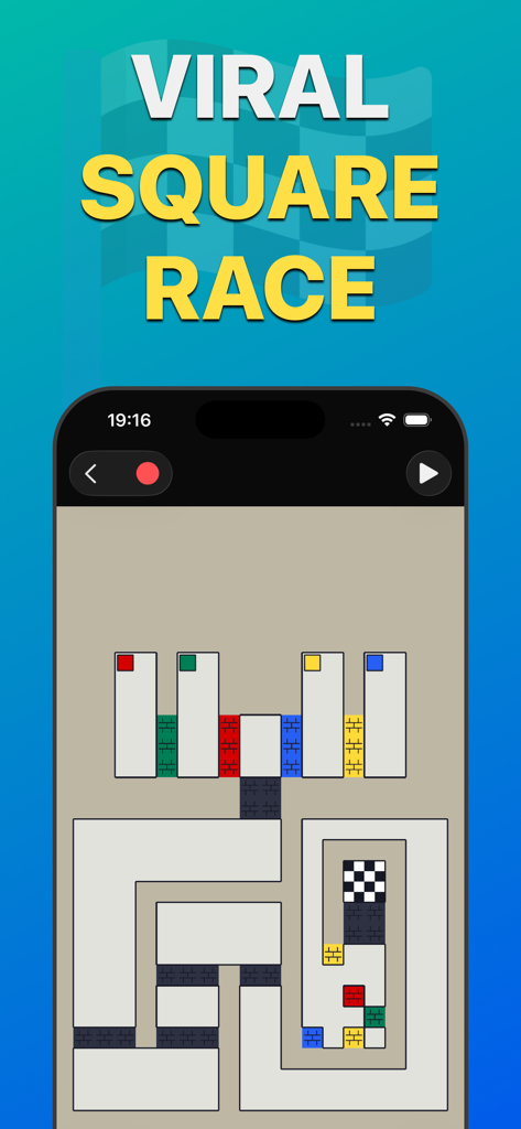 Viral square race gameplay in the Ball Chaos physics playground app