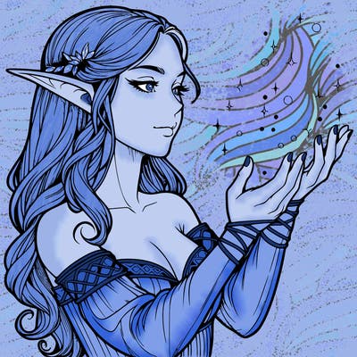 realistic elf girl doing magic