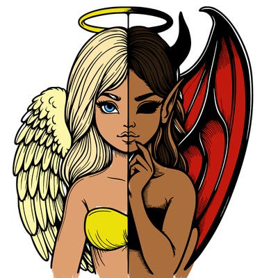 realistic angel half demon