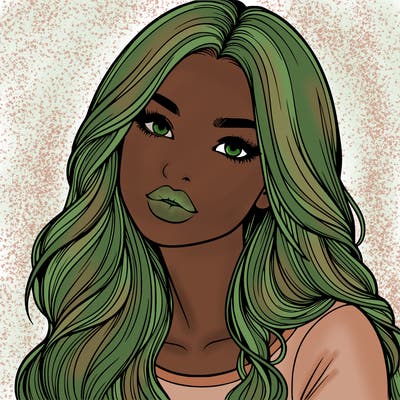 realistic girl with hair on her hair and lips