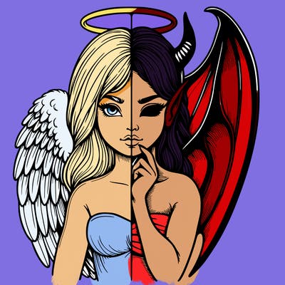 realistic angel half demon