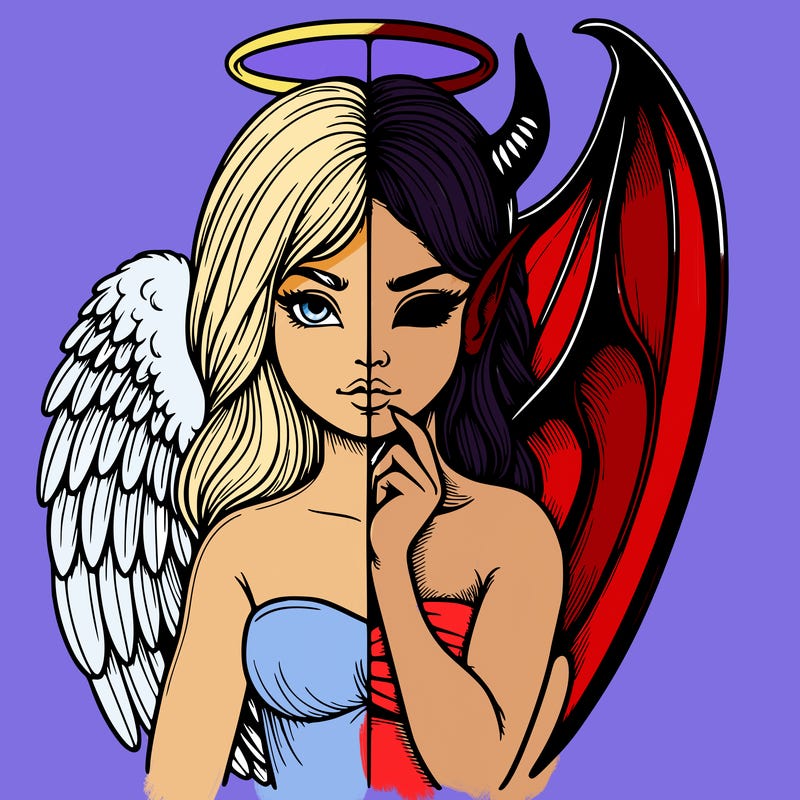 realistic angel half demon