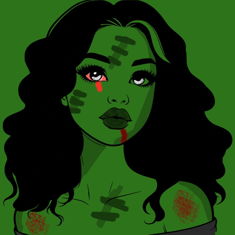 realistic girl with wavy hair and lips