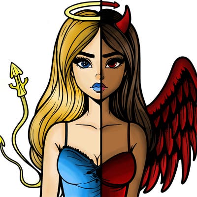devil vs angel realistic girl
