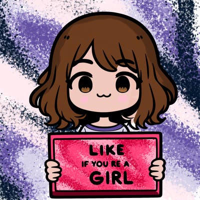 a cute girl holding a sign that says like if you’re a girl