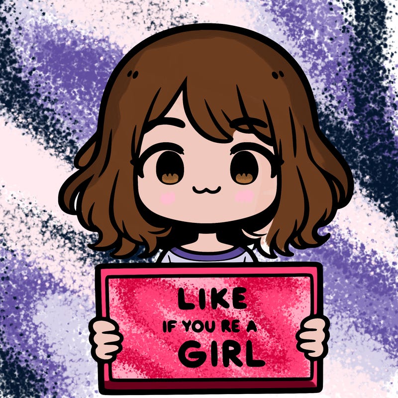 a cute girl holding a sign that says like if you’re a girl