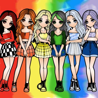 a group of girls realistic