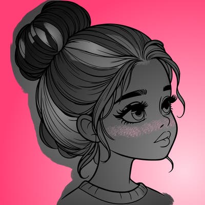 realistic girl with bun