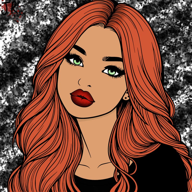 realistic girl with hair on her hair and lips