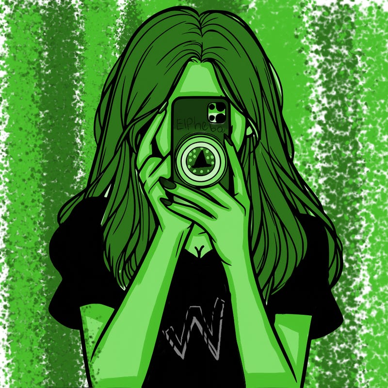 a realistic girl holding her phone taking pictures