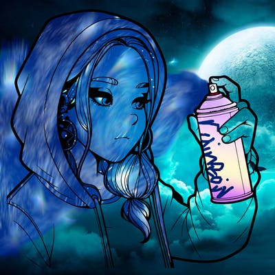 a realistic girl, spray painting