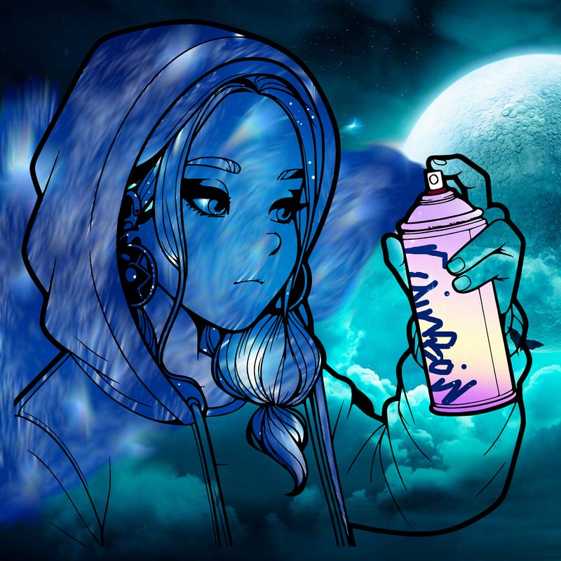 a realistic girl, spray painting