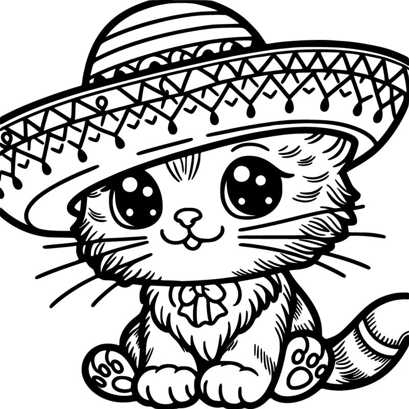 kitten wearing sombrero