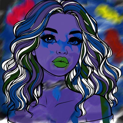 realistic girl with wavy hair and lips