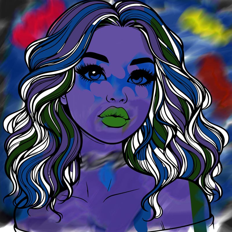 realistic girl with wavy hair and lips