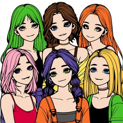 a group of girls realistic