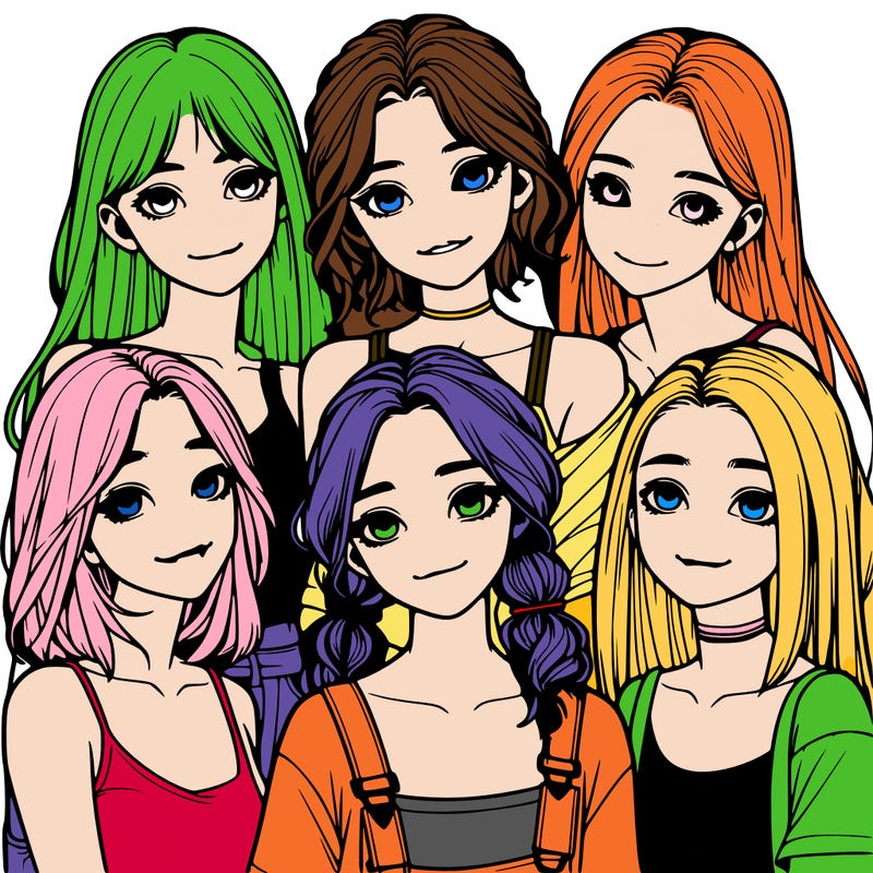 a group of girls realistic