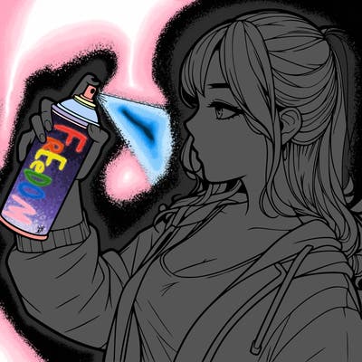 a realistic girl spray, painting