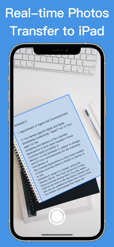 Notes+ : Notes for Pencil - iPhone scanning a paper document for real-time transfer to an iPad