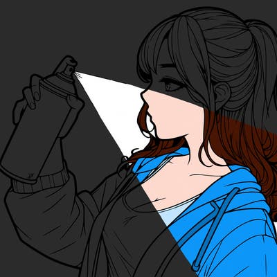 a realistic girl spray, painting