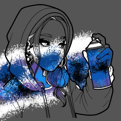 a realistic girl, spray painting