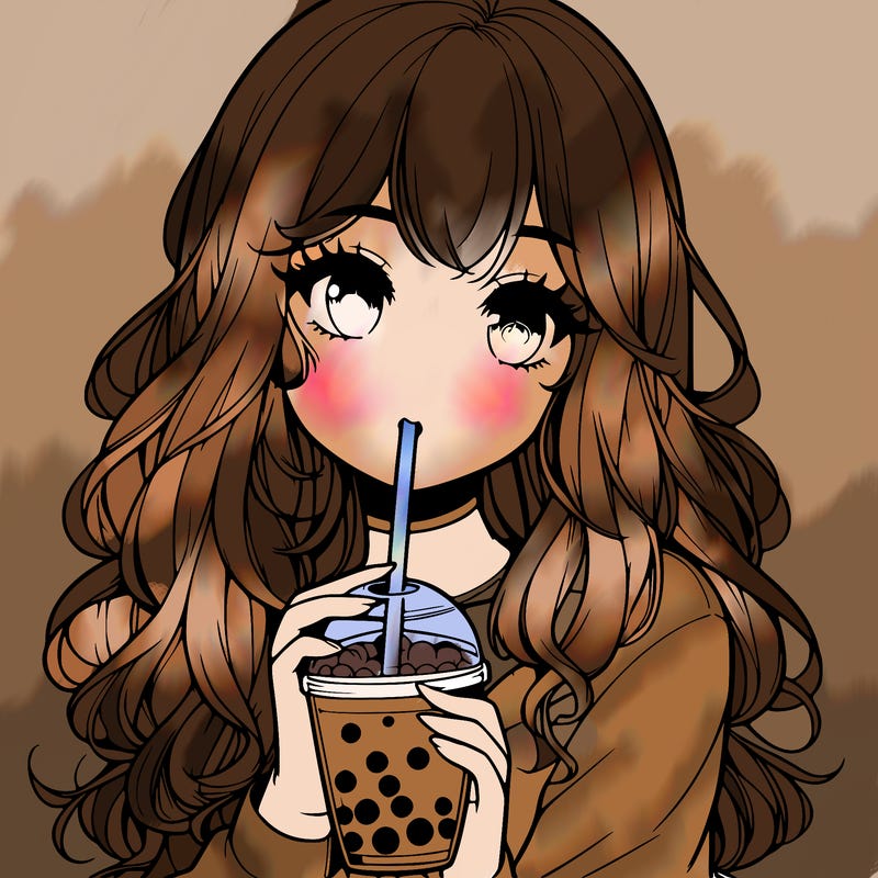 realistic girl drink a boba