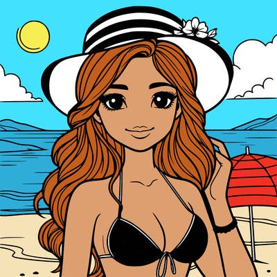 beautiful girl with bikini at the beach details