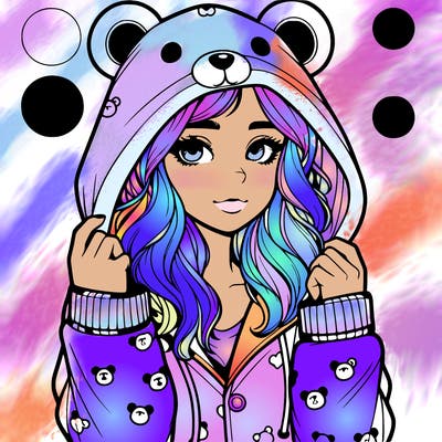 realistic girl in a animal pjs hoodie