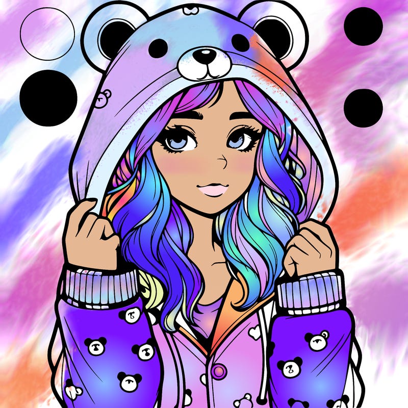 realistic girl in a animal pjs hoodie