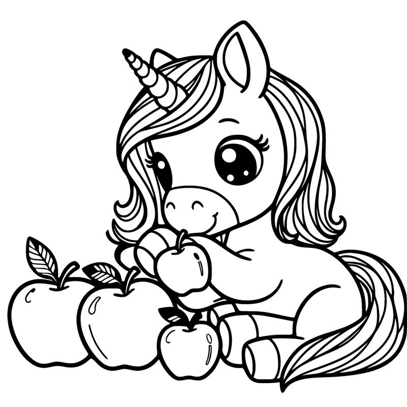 unicorn eating apples