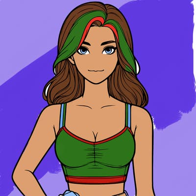 realistic girl in crop top