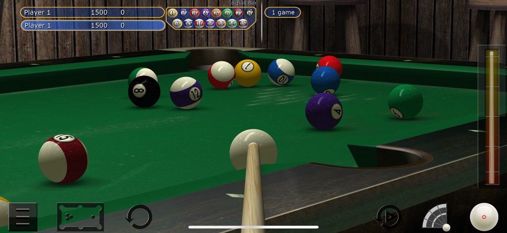 A realistic 3D billiards match in the Virtual Pool mobile app