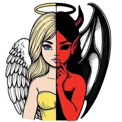 realistic angel half demon