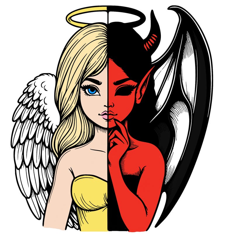 realistic angel half demon