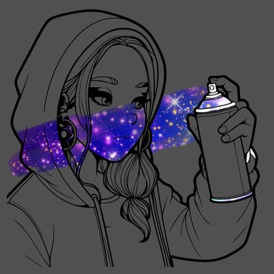 a realistic girl, spray painting
