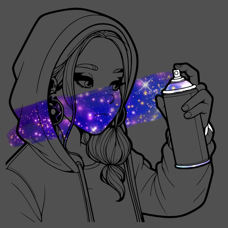 a realistic girl, spray painting